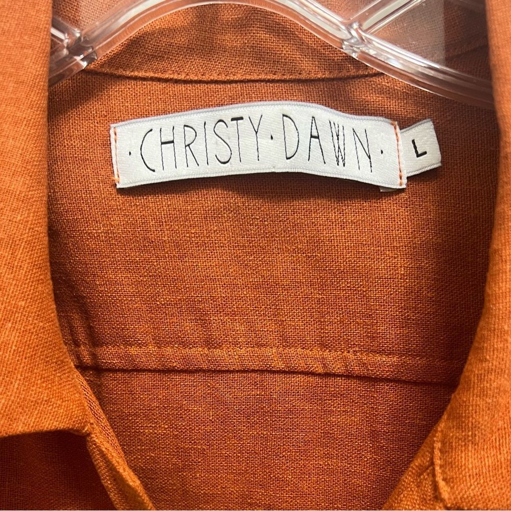 Christy Dawn Linen Painter Jumpsuit Long Sleeve in Rust Size L - Picture 12 of 13